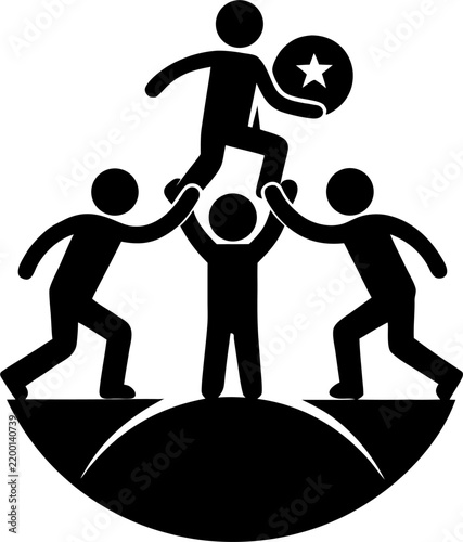 Team building or trust fall activity silhouette black icon