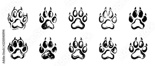 Brush Stroke Paw Prints Collection Isolated