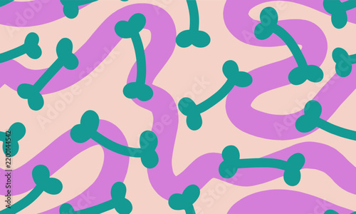 Dog Bone vector dog paw doodle Seamless pattern. Packaging paper design, pet food accessories package.