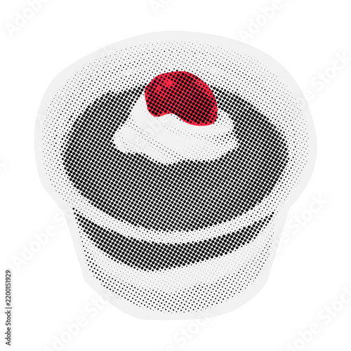 Halftone Cutout Pudding Cup Illustration