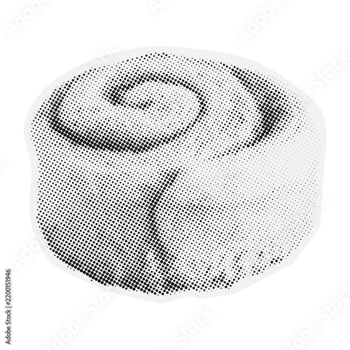 Halftone Cutout Cinnamon Roll Illustration