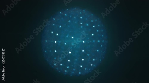 Artificial Intelligence Neural Network Sphere with Glowing Data Connections