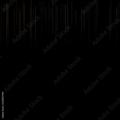 Abstract golden rain particles falling on transparent background digital art illustration