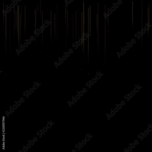 Glowing golden light streaks falling in dark space isolated on transparent background