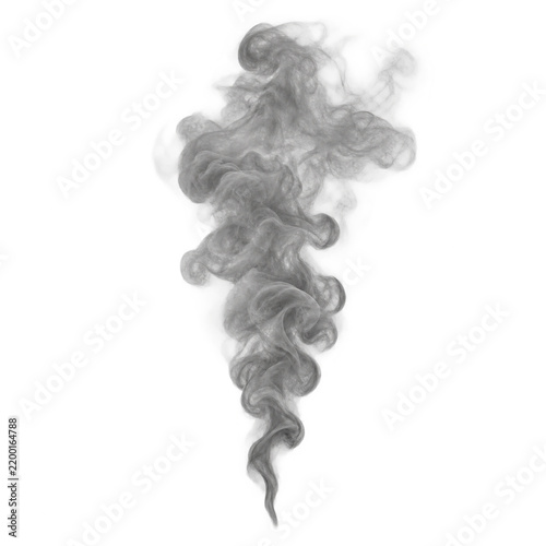 Soft grey smoke plume on a transparent background