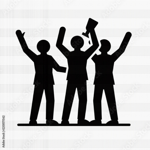Successful business team celebrating achievement silhouette black icon