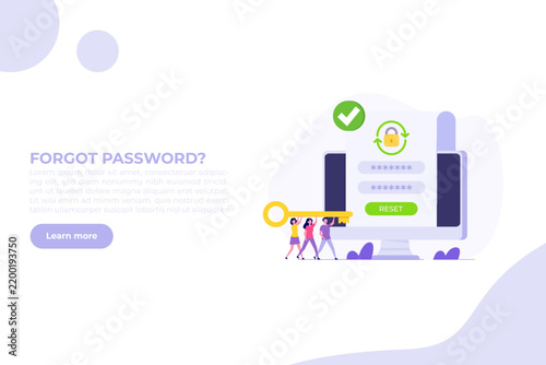 Password reset concept illustration for website and mobile app, suitable for landing page, user interface, onboarding screen, editorial design, flyer, and web banner.