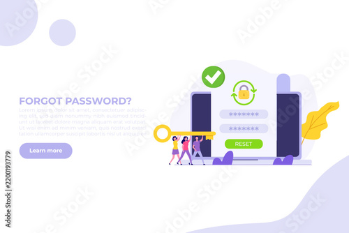 Password reset concept illustration for website and mobile app, suitable for landing page, user interface, onboarding screen, editorial design, flyer, and web banner.