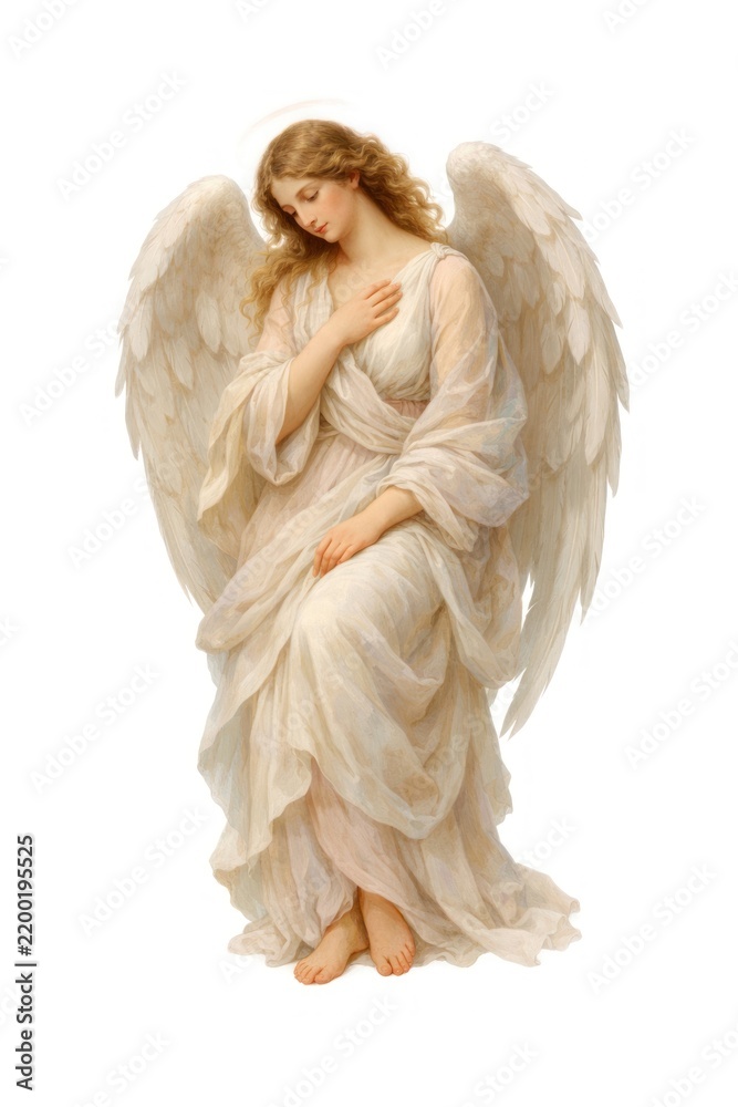Fototapeta premium Serene angelic figure in white