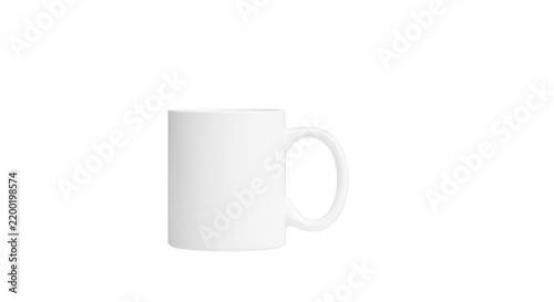 Blank white ceramic mug isolated on clean white background. Minimalist ceramic cup mockup asset for brand identity presentation, corporate gift design, promo campaign, and print template