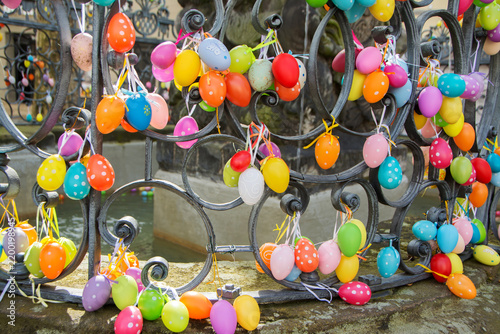 Decoration of colorful easter eggs.