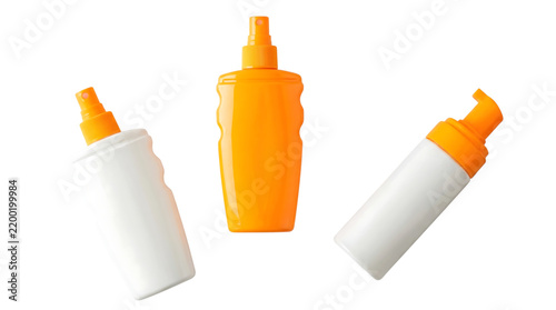 Sunscreen lotion spray bottle cosmetic sunscreen mockup isolated