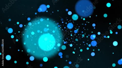 Abstract Blue Bokeh Lights Moving in Dynamic Pattern with Soft Focus Effect