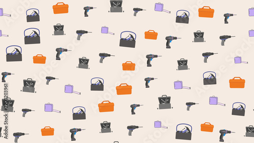 Bild auf Leinwand Tools and Toolboxes Pattern