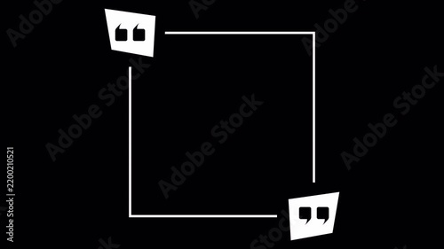 Minimalist White Line Animation Quote Box and Quote Template Message Box for Social Media Content Alpha Channel. 4K Video