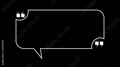 Animated Minimalist White Line Speech Bubble Quote Box and Message Box Template Alpha Channel. 4K Video