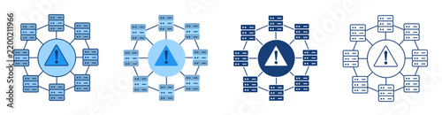 Foto Server Network Error Alert Icons Set for Database System Failure