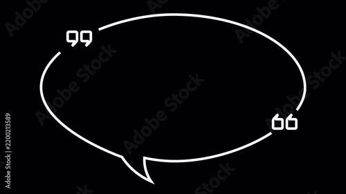 Minimalist White Animated Quote Box and Speech Bubble Message Box Quote Template. Alpha Channel. 4K Video