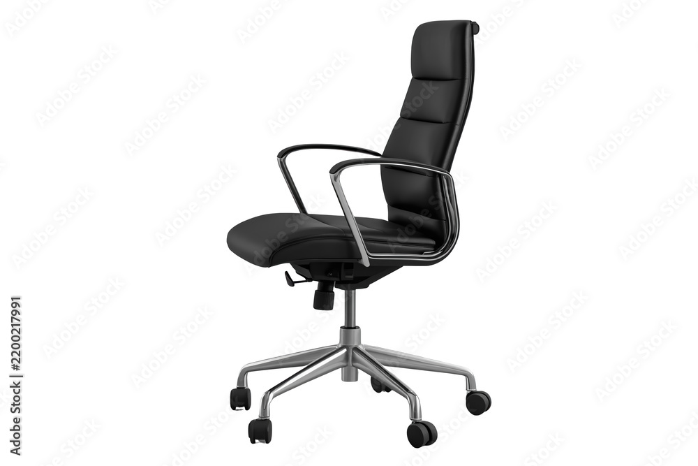 Obraz premium Black executive desk chair with chrome base