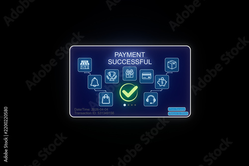 Successful payment notification displayed on a digital screen during an online transaction