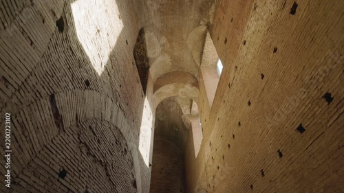 Upward View of Ancient Brick Vaults in the Roman Forum