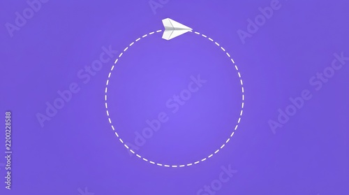 Minimalist concept of travel with small white paper plane