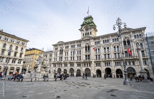 Town Hall on Piazza Unità d'Italia Square with and magnificent palazzi, old town, Trieste, Friuli-Venezia Giulia region, Italy