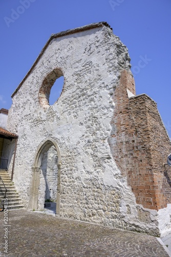 Ruins of the church that collapsed in the 1976 earthquake, Venzone, province of Udine, Italy