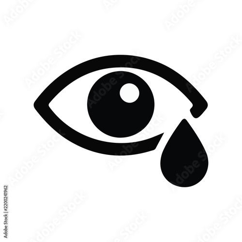 Crying eye icon with teardrop vector illustration   