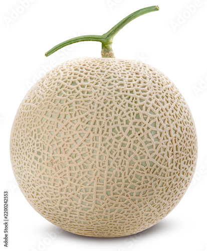 Orange Melon isolated on white background, Shizuoka Crown Melon or cantaloupe isolated on white background, With clipping path, for premium food packaging design.
