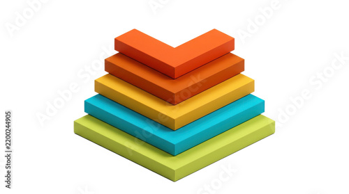 Colorful 3d pixel art pyramid shape icon