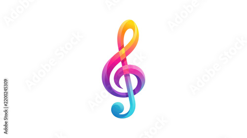 Colorful treble clef music note symbol