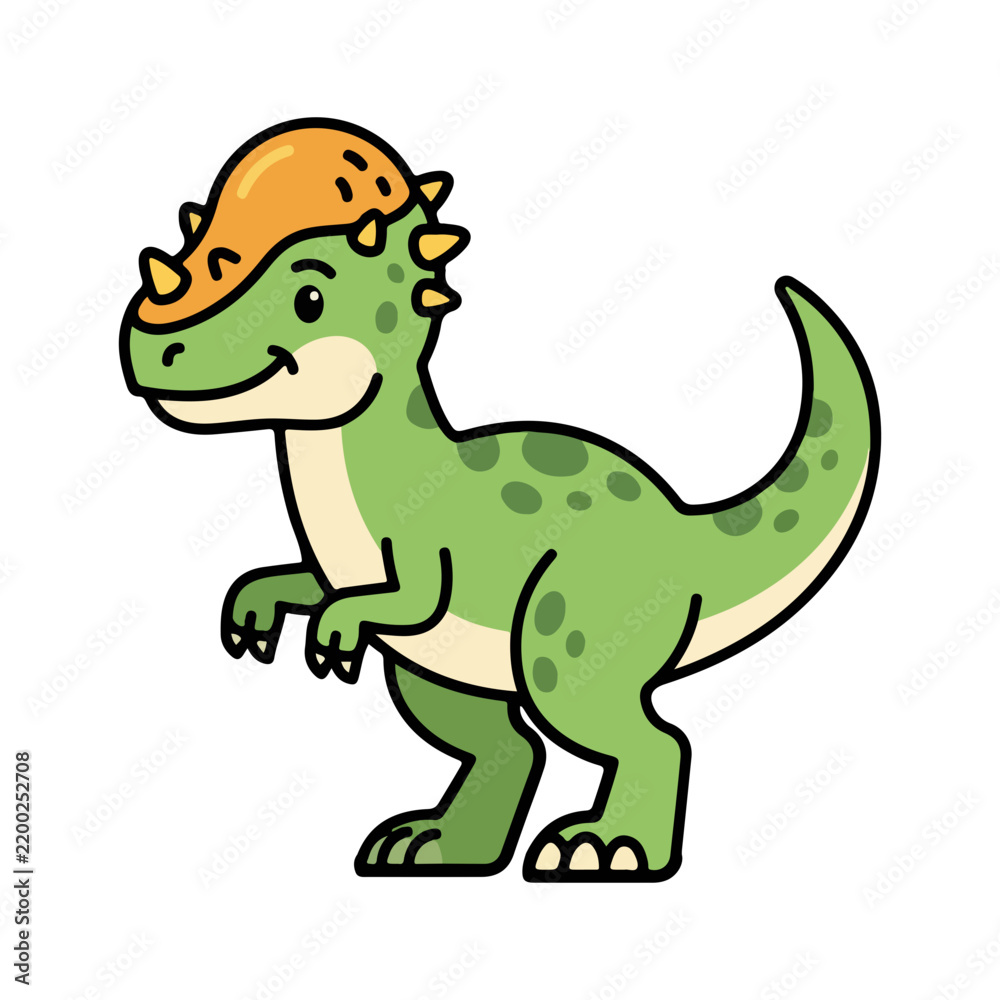 Obraz premium Cute Cartoon Pachycephalosaurus Dinosaur Illustration Vector