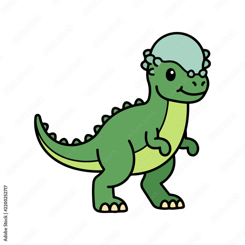 Obraz premium Cute Cartoon Pachycephalosaurus Dinosaur Vector Illustration