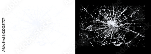 Fotografía Broken glass texture with cracks isolated on a transparent background