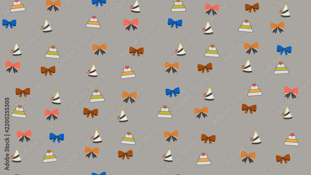 Fototapeta premium Birthday Hats and Layered Cakes Pattern