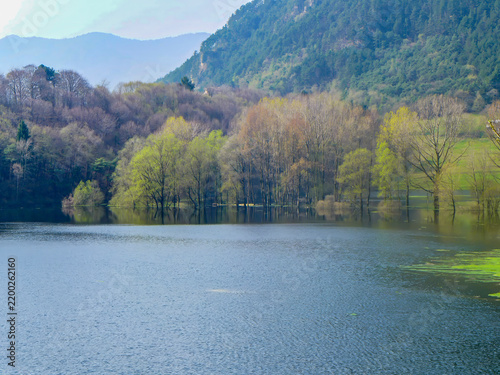 Fotografie View of the temporary Bondo Lake at the Pertiuca terminal moraine above the village of Vesio