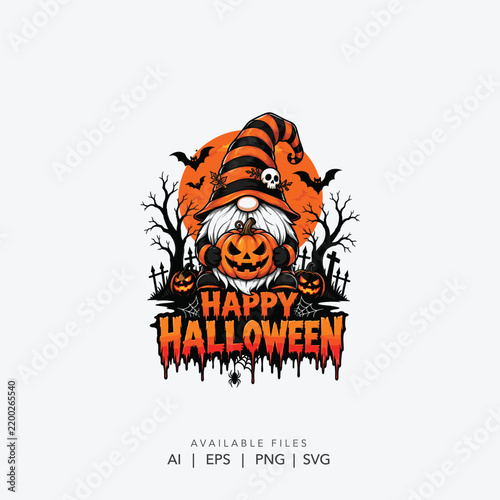 spooky trick or treat halloween pumpkin logo, scary jack o lantern halloween party design, creepy haunted forest trick or treat typography