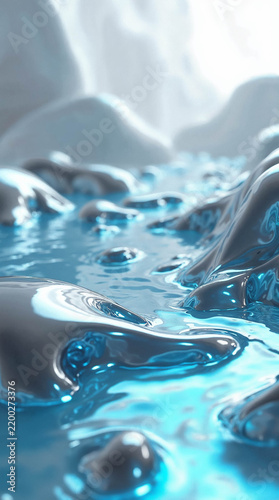 Abstract water surface with glowing blue highlights