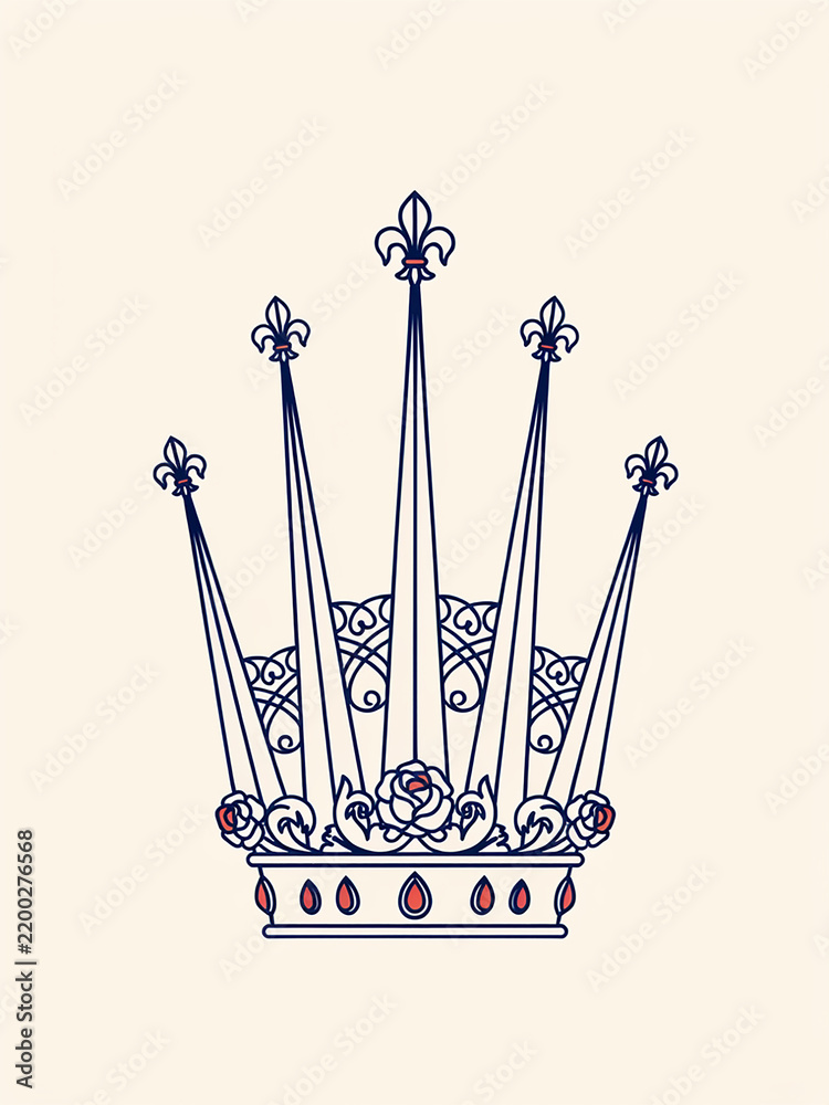 Fototapeta premium Elegant medieval crown with fleur-de-lis design