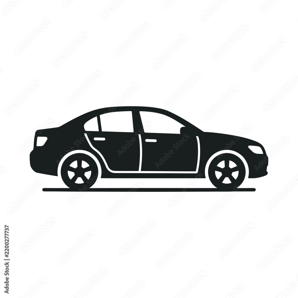 Obraz premium Silhouette of a Modern Sedan Car Side Profile.