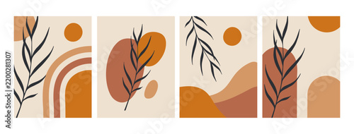 Modern poster designs featuring abstract line, geometric shapes. Vector