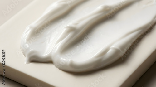 Luxurious, Thick White Cream Swatches on a Smooth Ceramic Tile, Showcasing a Rich and Velvety Texture, Perfect for Skincare and Beauty Product Demonstrations