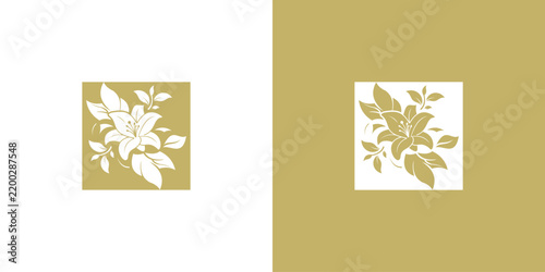 Creative White lily flower vector illustration isolated on cream background