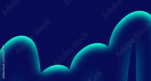 Cyan Glowing Organic Curved Waves Background with Grainy Noise Texture and Dark Blue Base