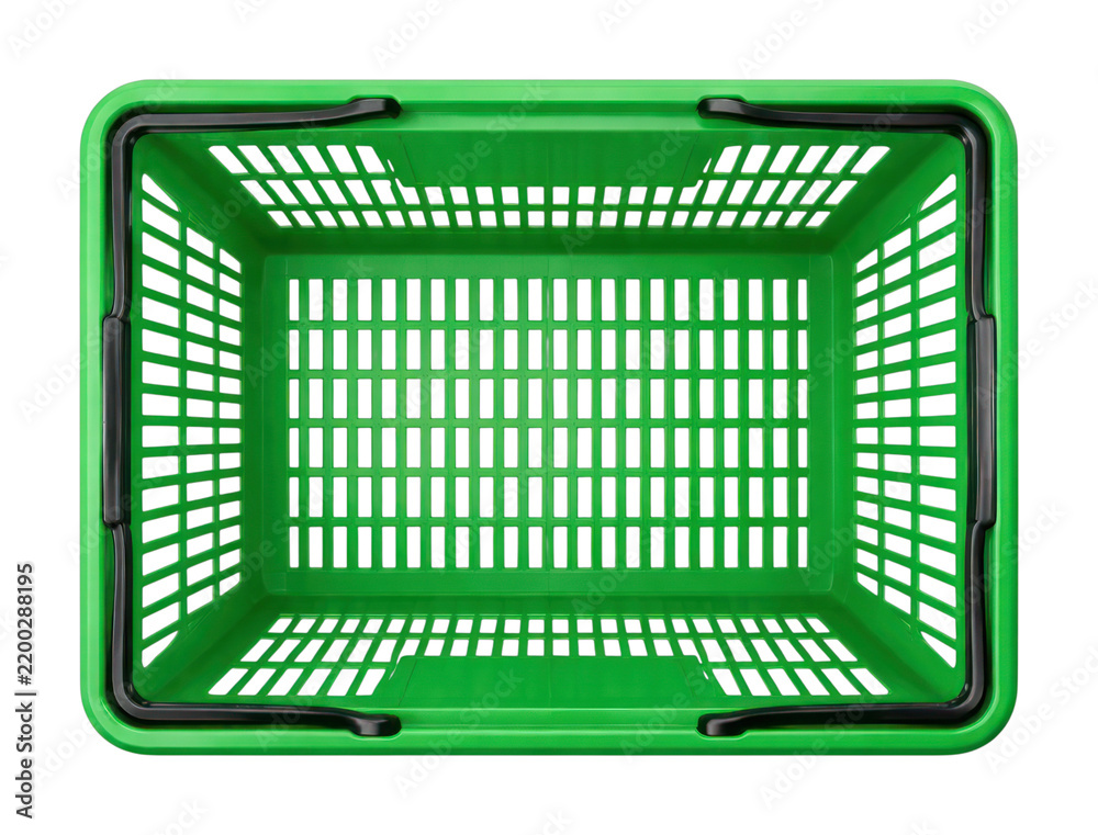 Obraz premium PNG Empty green plastic shopping basket.