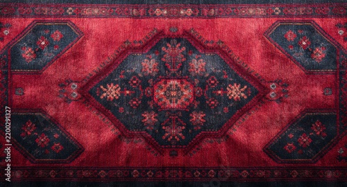 Traditional red and black oriental rug