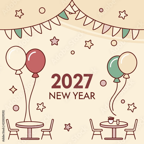 2027 New Year Party Decorations with Hanging Ornaments