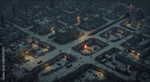 Dark Apocalyptic City Crossroads Isometric Strategy Game Map