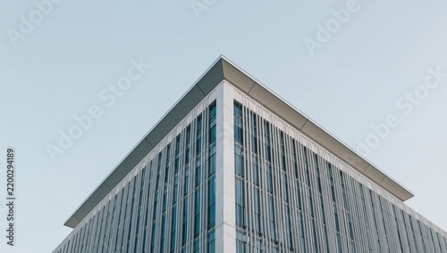 Modern Building Corner Against Clear Sky During Daylight Hours